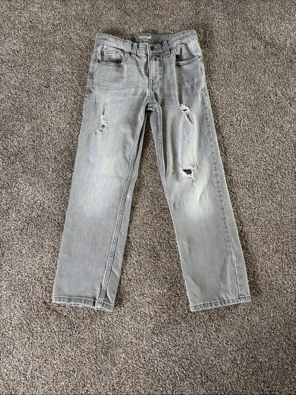 Boys Cat & Jack Grey Distressed Kids Jeans Size 10